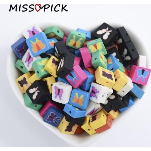 30/50/100pcs 10mm Butterfly Patten Beads Polymer Clay Beads Spacer Beads For Jewelry Making DIY Bracelet Necklace Handmade