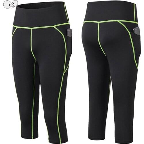 Quick Dry 4 Ways Stretch Women Capri Running Tights High Waist Yoga Leggings with Pockets Gym Fitness Sportswear Pants Clothing