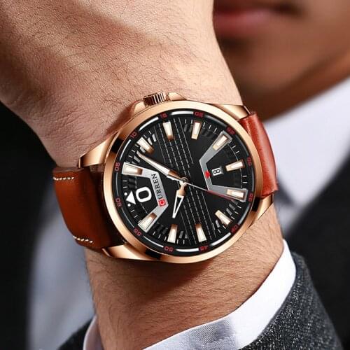 Curren Genuine Leather Watch Men 2020 Luxury Brand Waterproof Business Minimalist Male Wristwatch Rose Gold Relogio Masculino