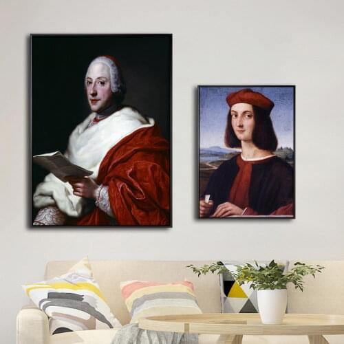 Home Decor Art Wall Pictures for Living Room Canvas Printing Paintings Italian Raffaello Sanzio Da Urbino Man Portrait