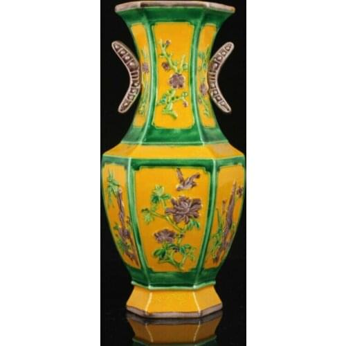 China Old Nature Fired Colour Glaze Hand-painted Flower Design Porcelain Vase