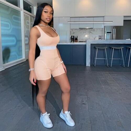 Hirigin Sexy Bodycon Playsuit 2021 New Body Summer Clothes One Piece Club Outfits Sports Fitness Rompers Womens Jumpsuit Shorts