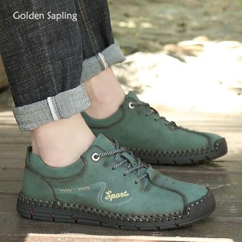 Golden Sapling Classic Leisure Shoes Men Breathable Driving Flats Lightweight Trekking Mens Casual Shoe Vintage Green Footwear