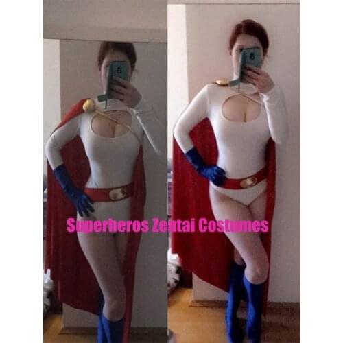 Power Girl Costume female spandex PowerGirl cosplay party Costumes girls women lady halloween zentai suit