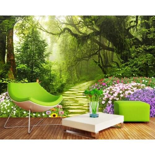 Beibehang Beautiful 3d wallpaper fresh green original forest branches big tree landscape full house background wall wallpaper