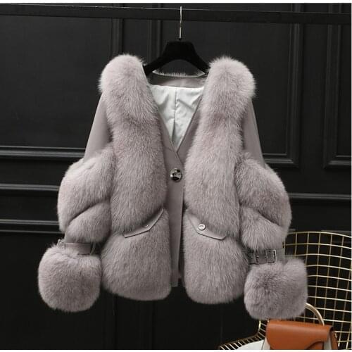 Fashion Real Fox Fur Coats With Genuine Sheepskin Leather Wholeskin Natural Fox Fur Jacket Outwear Luxury Women 2020 Winter New
