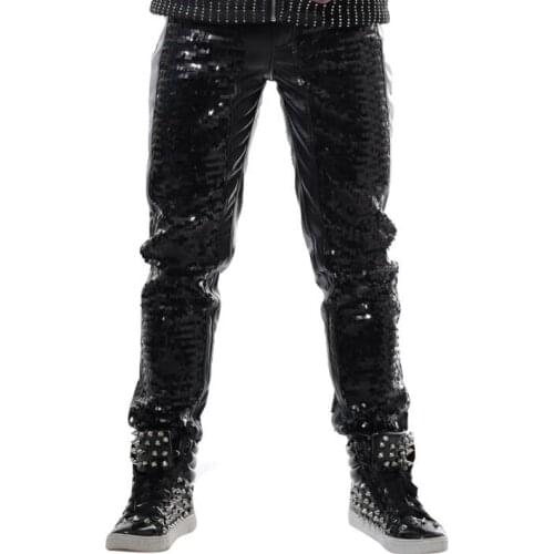 Stage personality men sequins pants harem pant men feet trousers singer dance rock fashion pantalon homme street star style