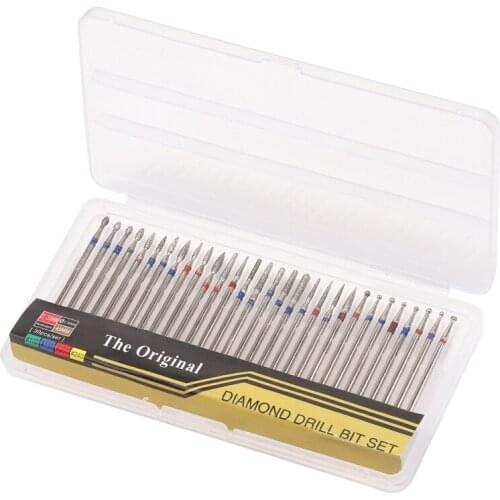 30pcs Diamond Nail Drill Bit Set of Milling Cutters for Manicure Diamond Bit Milling Cutter Nail Bits for Electric Drill Machine