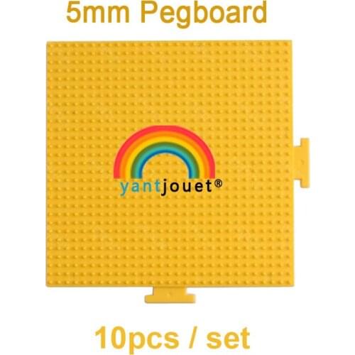 Yant Jouet 10pcs/set 5mm Yellow Hama Beads Pegboard Transparent Template Board Square DIY Figure Material Board Perler Beads