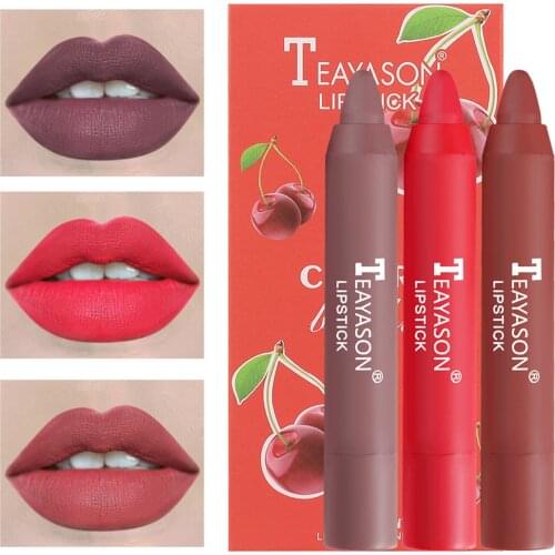 3pcs Matte Velvet Lipstick Set Delicate Smooth Waterproof Non-stick Cup No Fading Air Lipstick Lasting Lip Makeup