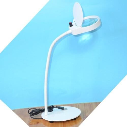 PDOK 3x10x Magnifying Desk Lamp 2 in 1 Magnifier Table Lamp LED Reading Light for Task, Crafts, Hobbies, Repair, Workbench,White