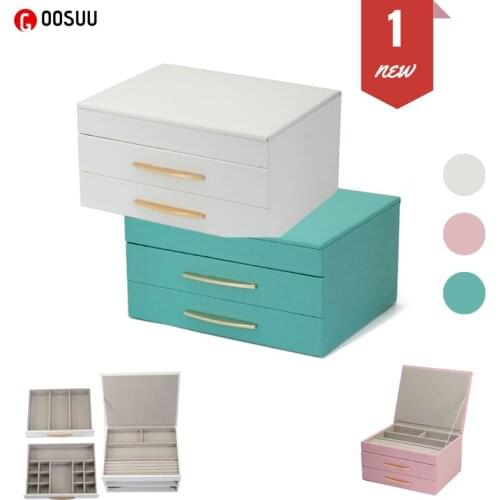 PU Jewelry Organizer box makeup Organizer Bracelets Earring&Ring casket packaging case box Necklace container Collection gift