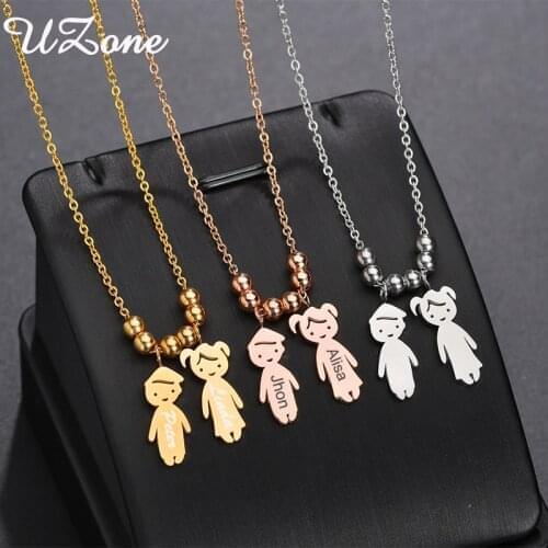 Custom Name Girl Boy Necklaces Engraved Can choose Stainless Steel Personalized Necklaces For Family Gifts