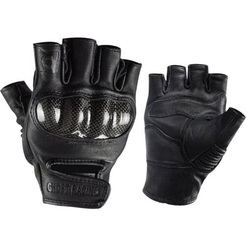 Carbon Fiber Motorcycle Half Finger Gloves Motorbike Ride Fingerless