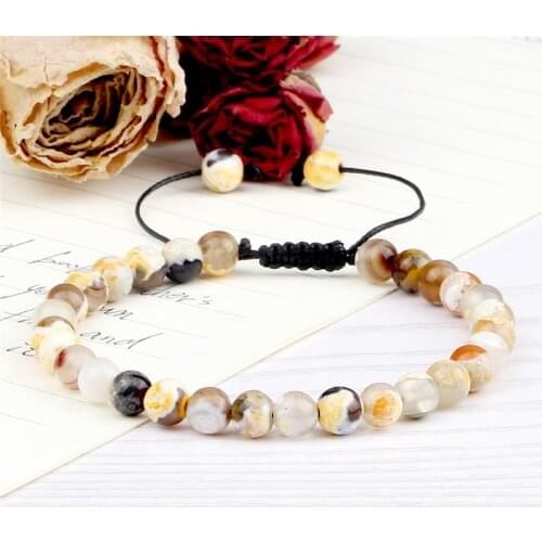 Natural Stone Braided Bracelets Women/Men 6mm Agates Crystal Beads Bangles Handmade Elastic Lapis lazuli Pulsera Polish Jewelry