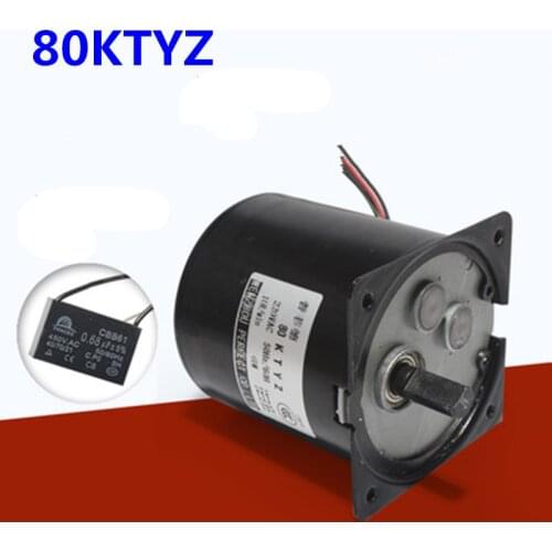 220V AC 60W Gear Motor 80KTYZ Permanent Magnetic Synchronism Motor 5RPM/10RPM/15RPM/20RPM/30RPM/50RPM Bracket
