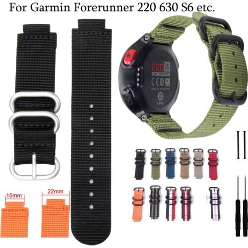 22-15mm Nylon Watch Strap For Garmin Forerunner 220 235 620 630 735 S5 S6 S20 Watch Band Replacement Wrist Bracelet with Tools