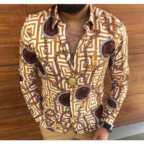 Long Sleeve Shirts Men-Clothing Luxury Royal Shirt Men Casual Slim Print Shirt Camisa Social Masculina Holiday Prom Party Shirts