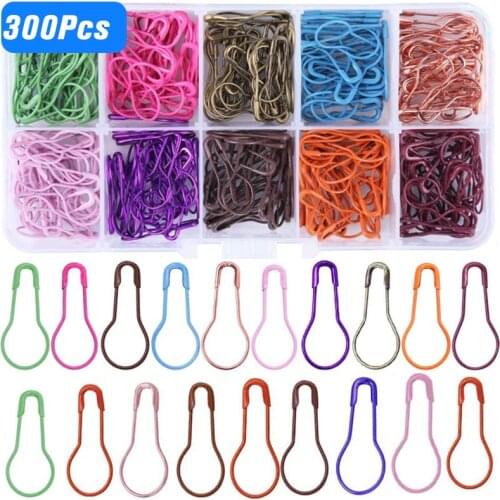 LMDZ Safety Bulb Pins,10 Colors Calabash Crochet Stitch Markers, Metal Safety Pins for Knitting and DIY Project with Storage Box