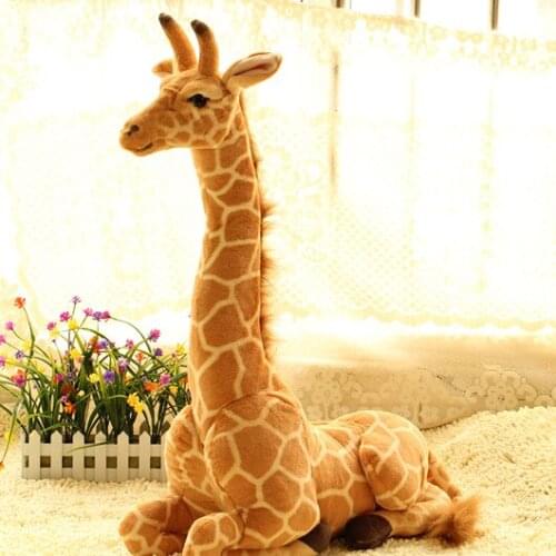Lovely plush real life giraffe toy big simulation kneeling giraffe doll birthday gift about 80cm xf2999