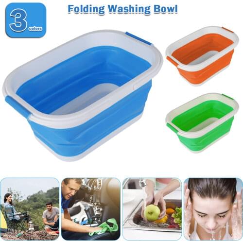 12L Collapsible Laundry Basket Plastic Folding Washing Up Bowl with Handles Pop-Up Storage Container Reusable Home Washing Tub