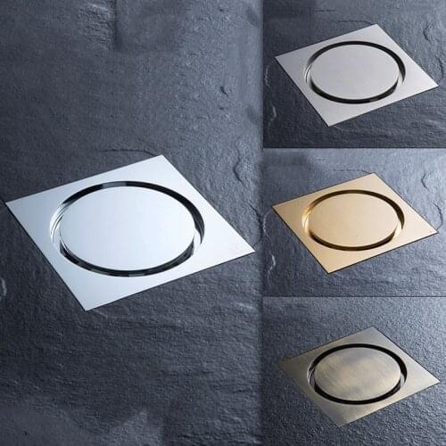 LIUYUE Floor Drains Black Brass Pop Up Floor Drain With Floor Cover Shower Room Push Down Drain Plug Anti-odor Bath Shower Drain