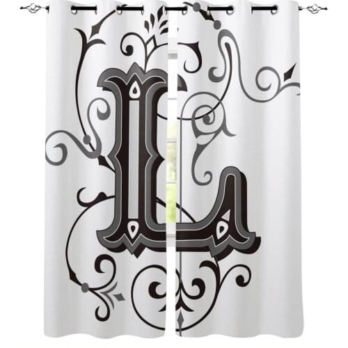 Modern Curtains for Living Room Letter L Engraved Illustration Flower Bedroom Kitchen Curtain Home Decoration Window Drapes