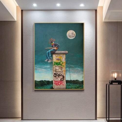 Modern Graffiti Art Canvas Poster Print Wall Painting Print On Canvas Abstract Guitarist Picture For Living Room Home Decoration