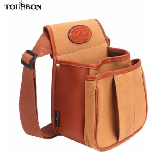 Tourbon Hunting Tactical Gun Cartridges Speed Game Bag Sporting Clay Shooting Ammo Shells Case Canvas Leather Pouch