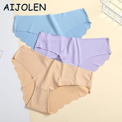AIJOLEN Sexy Womens Panties Underwear Push Up Lingerie Comfortable Seamless Mid Waist Female Briefs Solid Color Plus Size