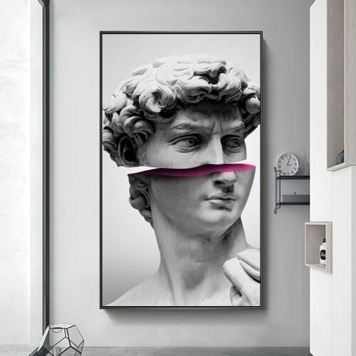 Funny Art Of David Vaporwave Sculpture Canvas Art Posters And Prints Abstract David Canvas Paintings On the Wall Art Pictures