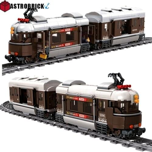 Train Railway Building Blocks 3D Model Rail Car High-tech Construction City Railway Train Bricks Toys For Children Birthday Gift