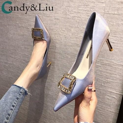 Women Point Toe High Heels Womens Stilettos Spring 2021 New Shallow Temperament Commuter Black Shoes Size