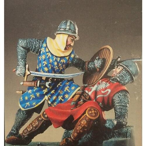 1/32 54mm ancient warrior stand include 2 Resin figure Model kits Miniature gk Unassembly Unpainted