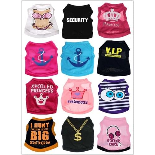 1 piece Big promotion dog summer clothes pet vest shirts dress hooded T-shirt Various styles clothing for dog in random color