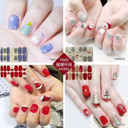 14 Tips Nail Art Adhesive Sticker DIY Manicure Snowflake Shiny Sequins Polish Strips Wraps Accessories Wholesale