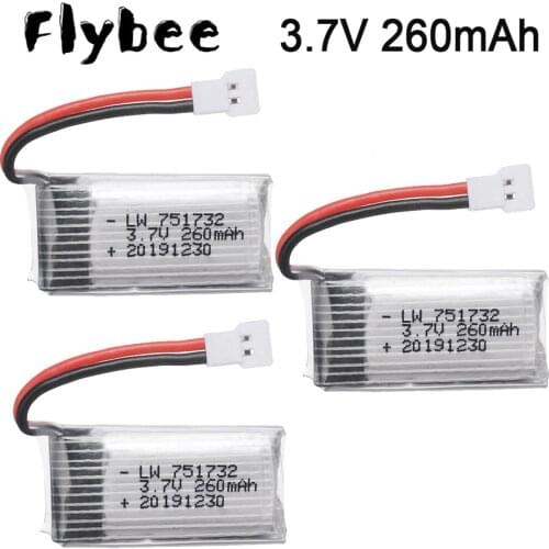 2/3/5pcs 3.7V 260mAh Li-po Batteries battery for JRC H8 Mini RC Quadcopter Accessory drone toy Spare parts
