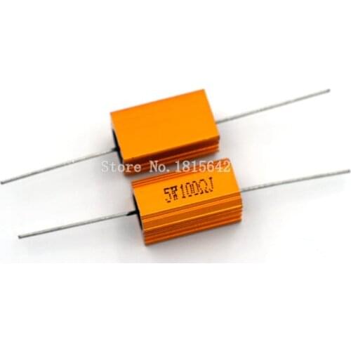 2PCS RX24 5W 100R 100RJ Power Metal Shell Aluminium Gold Resistor Power Resistance Golden Heat Sink Resistor 5Watt 100 ohm