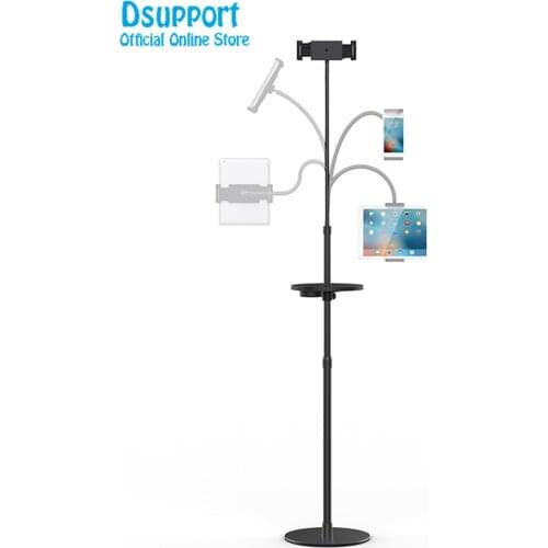 Super Height Adjustable Aluminum Alloy 2 IN1 UP-9ST Tablet PC Floor Stand+Smartphone Holder 360 Degree Rotation