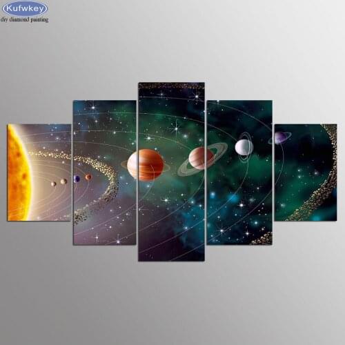 5pcs Diamond Embroidery Space Planet universe 5D Diy Diamond Painting Full Square Rhinestone Mosaic Painting Decoration