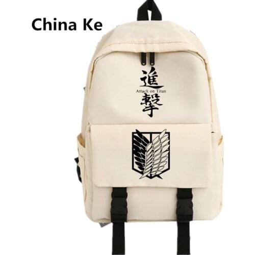 Anime Attack On Titan Hero Backpack Bag Zipper Messenger School Students Book Boys Girls Man Travel Bag Black White