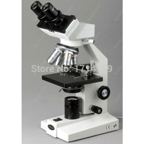 AmScope Supplies 40x-1000x Binocular Biological Microscope + Mech Stage + Slides B100-MS-PB10