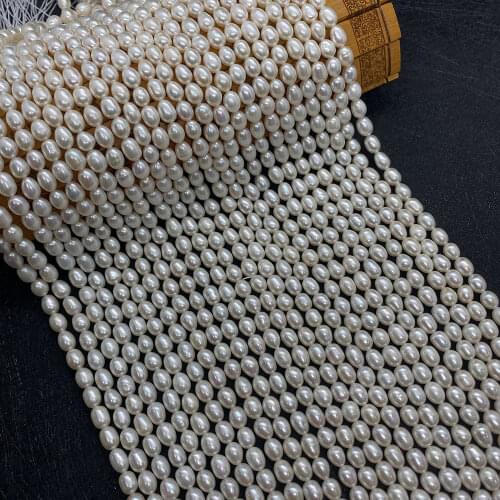 Natural freshwater pearl AAA-grade rice-shaped beads DIY jewelry making Necklace earrings jewelry accessories 4.5-5mm, 5-5.5mm