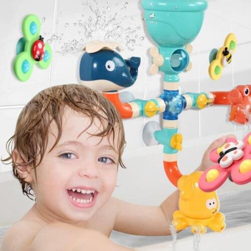 Children Bath Toy Sets For Toddlers Bathtub Toy Baby Bathing DIY Pipes Tubes With Spinning Waterfall Water Spout Color Box Gift