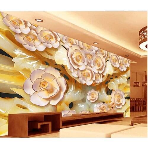 Home Decoration classic wallpaper for walls Flower jade carving photo wallpaper for walls living 3d wallpaper