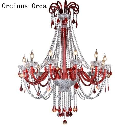 European luxury color crystal chandelier living room dining room bedroom American new creative LED glass chandelier