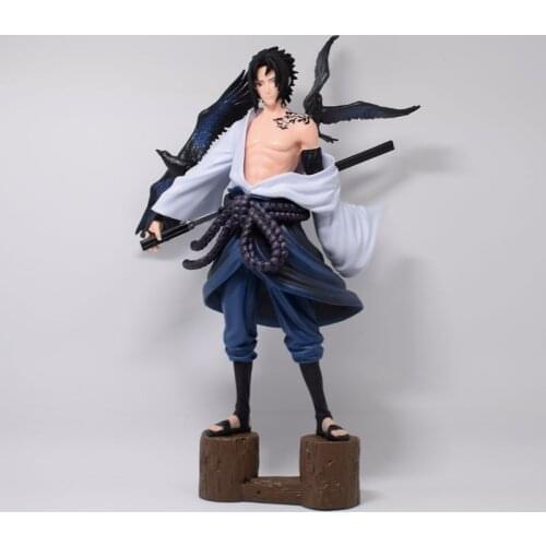Naruto Anime Uchiha Mantra Sasuke Cartoon Action Figures Crow Tattoo Model Children Toy Ornaments Decoration Gift Box Collection