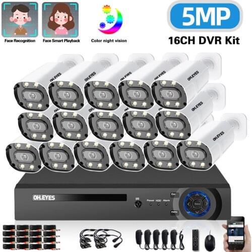 5MP 16 Channel CCTV Cameras Outdoor Waterproof 16ch DVR Security Camera System Set XMEYE Video Surveillance AHD System Kit 8ch