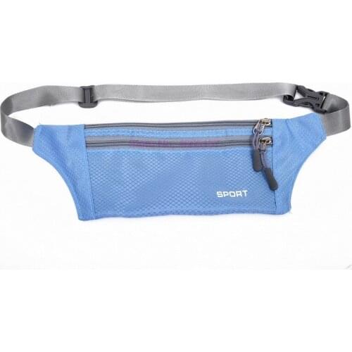 By dhl 50pcs Waterproof Women Men Waist Packs Unisex Nylon Zip Bag Waist Pack Pouch Travel Belt Bag running bag