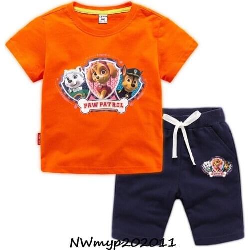 PAW PATROL Boys Clothes Set Summer Kids T shirt + Short Casual Sport Suits Children Clothes Outfits